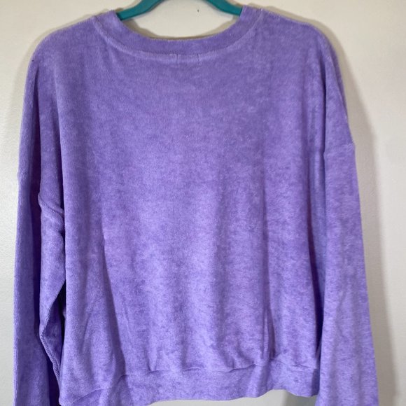 NWT Donni Purple Henley Terry Cloth Sweatshirt - Picture 4 of 7